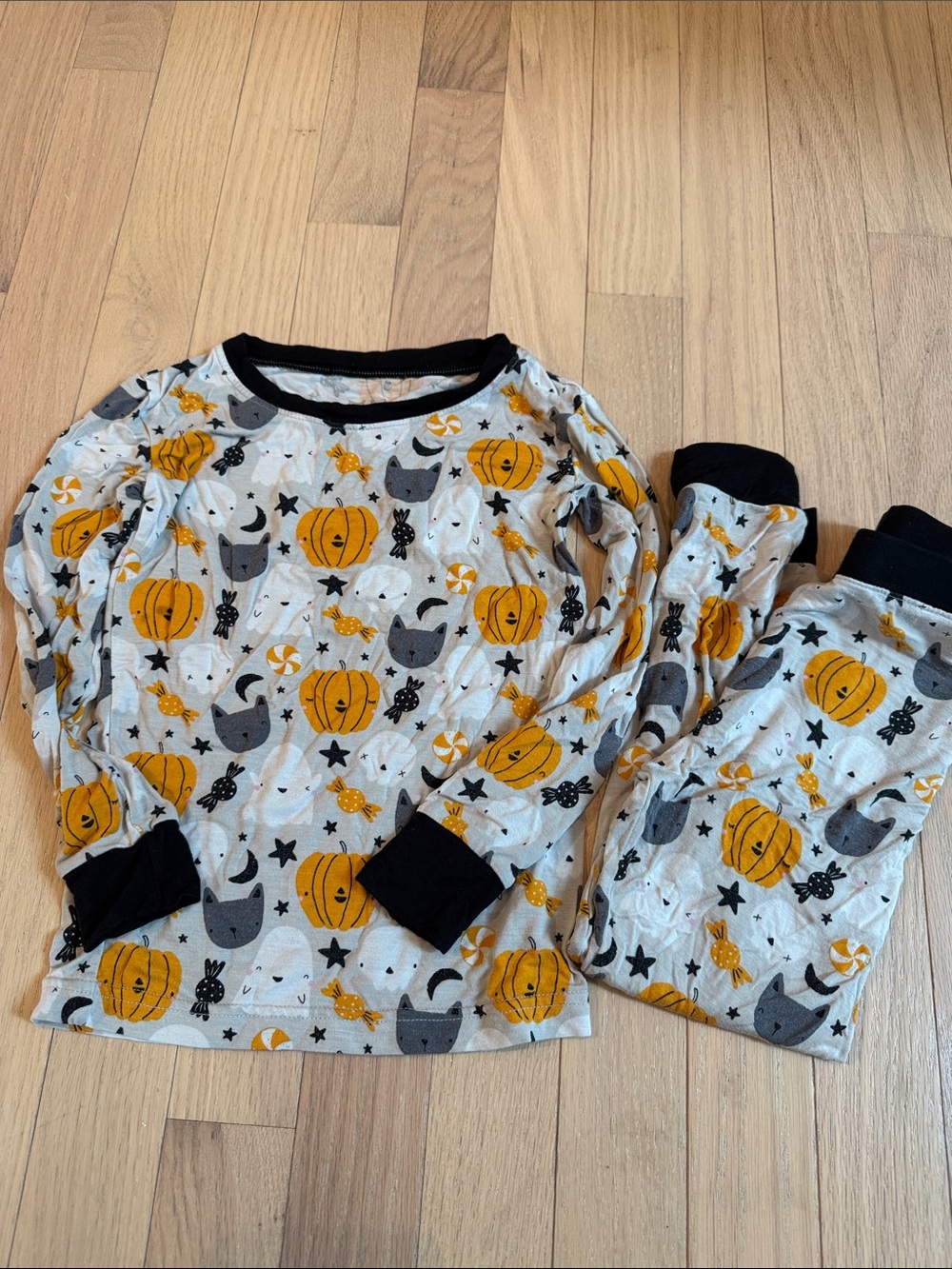 Little Sleepies Orange Pumpkin & Gray Ghost Halloween Pajama Set